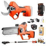 STOCKER - Kit Potatura Professionale Magma 21V con Forbice Elettrica, Motosega elettrica, Manico Telescopico orientabile, Batteria Fast Charge 2,6Ah e Accessori – Sistema Power 21V
