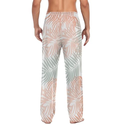 Men's Pajama Pants Watercolor Palm Leaf Sleep Pajama Lounge Pant with Pockets, Elastic Waistband2