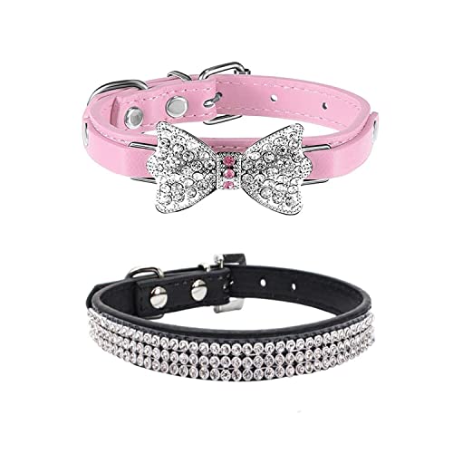Glitzer-Hundehalsband Mit Strass – Größe S, PU-Leder, Silber, Verstellbar
