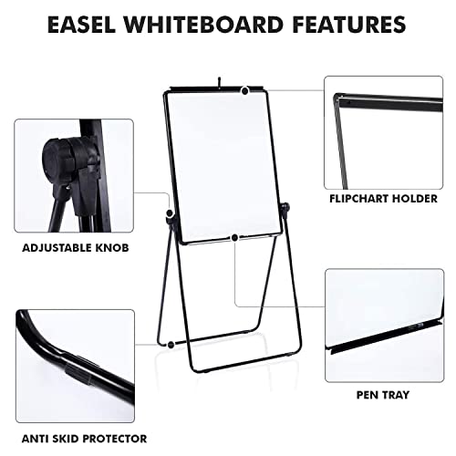 Image of Lifekrafs Stand Whiteboard, Double-Sided Dry Erase Board, Flipchart Holder, Portable Height Adjustable Easel, 360 Rotation Design Board for Office, School, Drawing, Home Tuition, Restaurant, etc.,