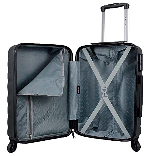 Mala de Bordo Pequena para Viagem em ABS Yins 21089 Cadeado Integrado Rodas Giro 360° Cinza