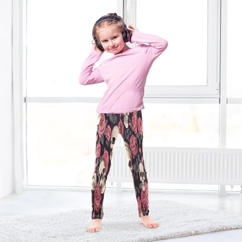 Toddler Girls Leggings Printed Yoga Pants Leggings Pink Rose Skull for Kids4
