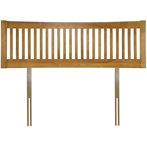 Save On Goods UK Pure white or Oak finish solid wood headboard bedhead.Shaker slat style,3ft single, 4ft small double, 4ft6, 5ft King, 6ft Super king size (4ft Small double, Oak) Cover