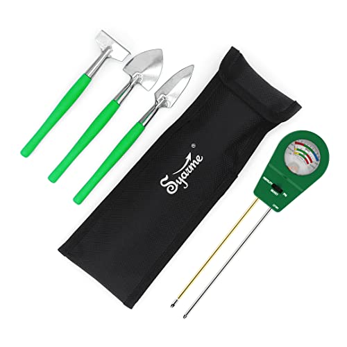 Bodentester, Pflanzen-Feuchtigkeitsmessgerät, zum Testen der Fruchtbarkeit/Feuchtigkeit/pH-Wert, geeignet für Gärten, Topfpflanzen usw., enthält 3 Mini-Gartengeräte und eine Aufbewahrungstasche Cover
