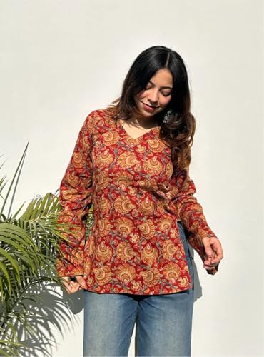 Image of ANNI Designer Cotton Short Kurti for Women | Stylish Kurti | Short Kurti Top | Casual Kurta for Women | Comfortable Cotton Kurtis for Womens