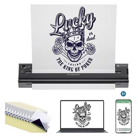 TATELF Tattoo Stencil Printer for tattooing with 15pcs Transfer Paper Portable Tattoo Transfer Stencil Machine Thermal Wireless Tattoo Printer Cover