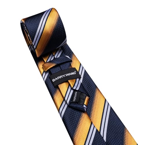 Image of Barry.Wang Mens Tie Set Plaid Check Neckties Formal Business Wedding Luxury Pocket Square Cufflinks