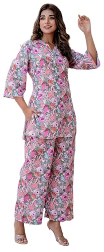 Image of Yashika Women Trendy Printed Cotton Blend Straight Kurta and Palazzo Set