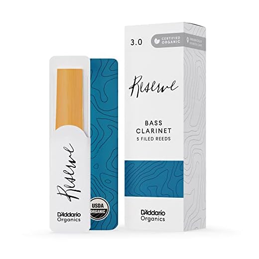 D'Addario Organic Reserve Bass Clarinet Reeds - Reeds for Clarinet - Individually Sealed - 3.0 Strength, 5 Pack
