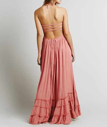 Image of R.Vivimos Womens Summer Boho Sexy Backless Long Dresses