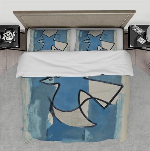Parure housse de couette Georges Braque 260x220 microfibre bleu 3 pièces - 2