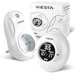 TH20 Thermostat sans Fil à Prise (230V/3600W) – Digital, programmable, avec télécommande, Programme hebdomadaire, minuterie, Commande 2,4 GHz, Modes Confort/Auto/Manuel et Protection antigel