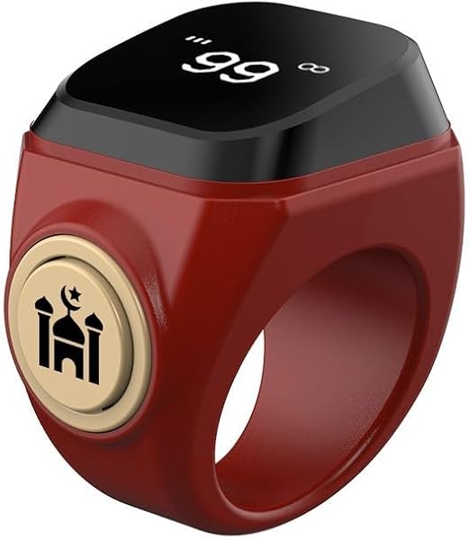 Smart 18mm 20mm 22mm Rechargeable Tasbih Counter Ring Waterproof Zikr Prayer Counter Ring with Counting Range 99999 for Muslim Worship Daily Spiritual Practices (20mm, Black - 2