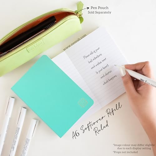 Image of NEORAH - A6 Ruled Notebook SOFT COVER | Organiser REFILL | Ruled Journal | 110 GSM | 160 pages (Size 14.8 cm x 10.5 cm) Planner Journaling Writing Note Taking Diary, Travellers Journal-TEAL