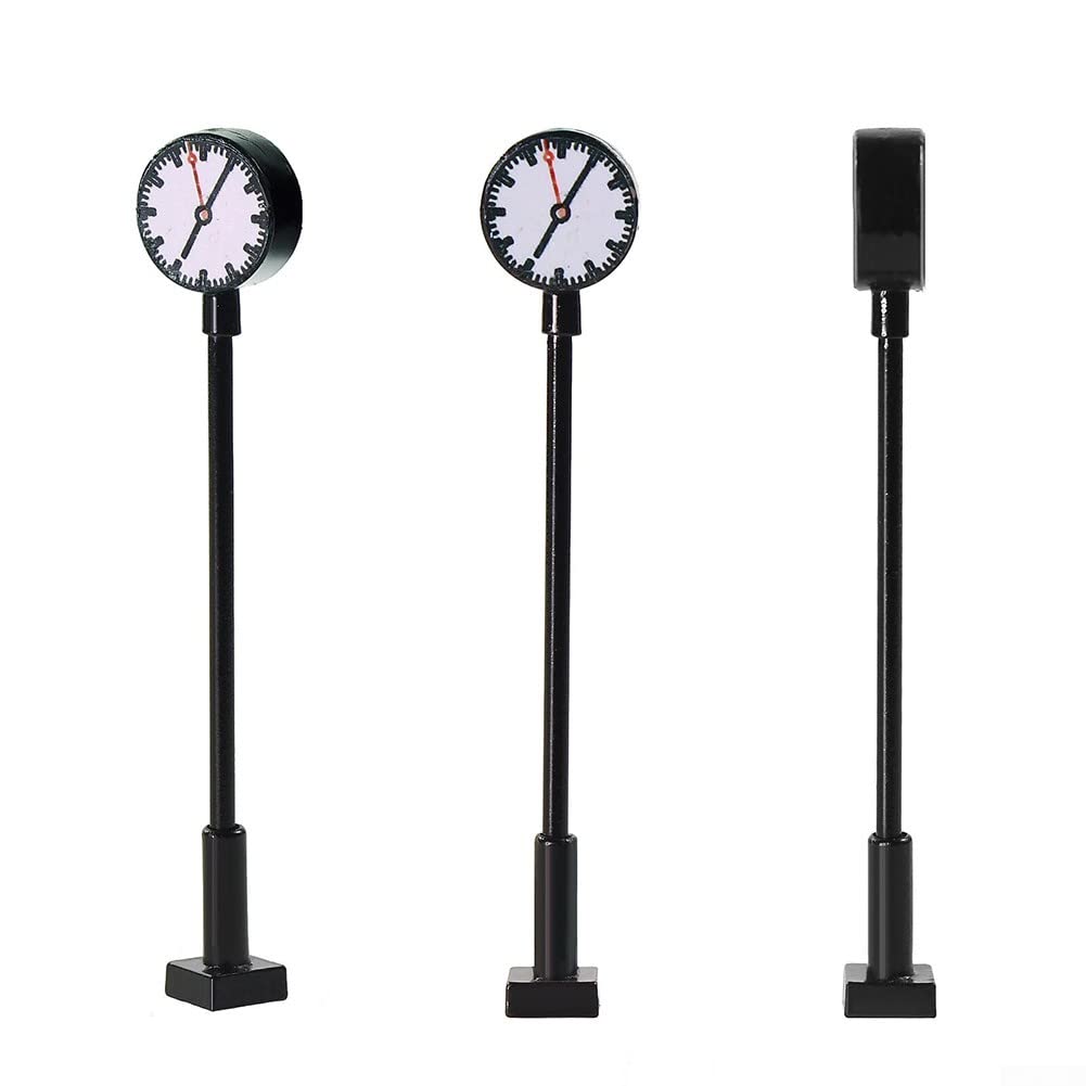 ZYWUOY 3Pcs N Gauge Station Clock Simple Finished Model Model Lamp Light Bonsai Decor