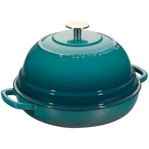 EDGING CASTING Enameled Cast Iron Dutch Oven Pot with Lid, Round Bread Oven for Homemade Sourdough Bread Baking, 6 Quart, Darkcyan by EDGING CASTING - Used condition - Image 4