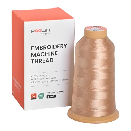Image of Poolin Polyester Machine Embroidery Thread 4000M 40WT Champagne Beige 0862 | Smooth Feeding with Stable Tension for Clean, Consistent Stitching on Home and Commercial Embroidery Machines