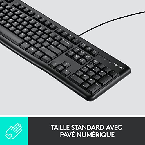 Logitech MK120 Combo Clavier et Souris Filaire pour Windows, Clavier Allemand QWERTZ - Noir