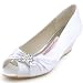 ElegantPark Women Peep Toe Pumps Rhinestones Mid Heel Wedges Satin Wedding Bridal Shoes