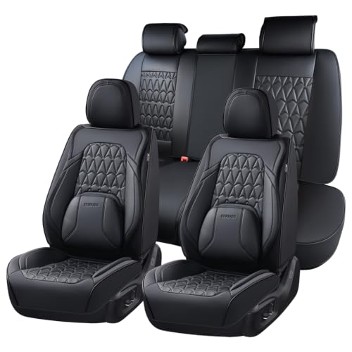 Image of Coverado Car Seat Covers Full Set, Automotive Front and Rear Seat Covers with Backrest, Nappa Leather Car Seat Protectors Waterproof, Universal for Most Vehicles