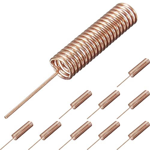 DAOKAI 10 PCS Antenne à ressort hélicoïdal 433 MHz Antenne intégrée Cuivre à souder Bobine spirale en cuivre gras Gain 2,2 dBi Antenne à ressort Soudage direct pour transmission de données sans fil Cover