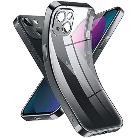 Supdeal Crystal Clear Case for iPhone 13, [Not Yellowing] [Camera Protection] [Military Grade Drop Tested] Transparent Shockproof Protective Phone Case Soft Silicone Slim Cover, 6.1 inch, Black Cover