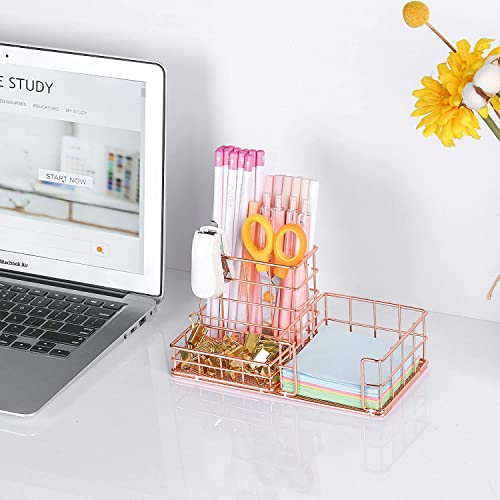 Kiwilon Desk Organizer For Office Table (Rose Gold - Electroplating - 3 Compartment)