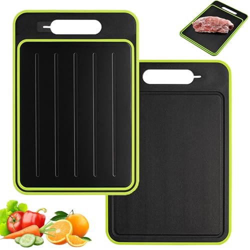 Tabla Descongelación 4 en 1 Miracle Melt con Afilador y Rallador Ajo, Bandeja Tablas Cortar Descongelar Doble Cara como Cocina para Descongelar Rápidamente Alimentos Congelados y Carne, 31x21cm