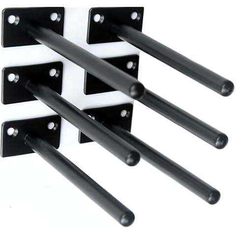 4 Pack 5" Black Steel Tube Floating Shelf Bracket Blind Shelf Supports Hidden Brackets for Floating Wood Shelves Cover