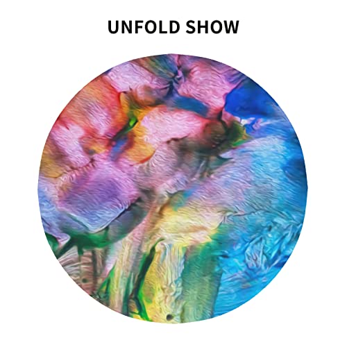 Art Abstract Bright Rainbow Oil Pattern Tablecloth, Abstract Art Rainbow Border Print Easy Care Fabric Tablecloth, 60” For Dinner Table Decor #TOP3