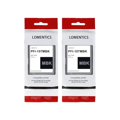 Image of PFI-107 130ml Ink Tank (2-Pack, Matte Black) Lometic Compatible PFI-107MBK Ink Replacement for iPF680 /685 /780 /785 Printer | Compatible PFI-107MBK Ink Replacement for iPF680 /685 /780 /785 Printer