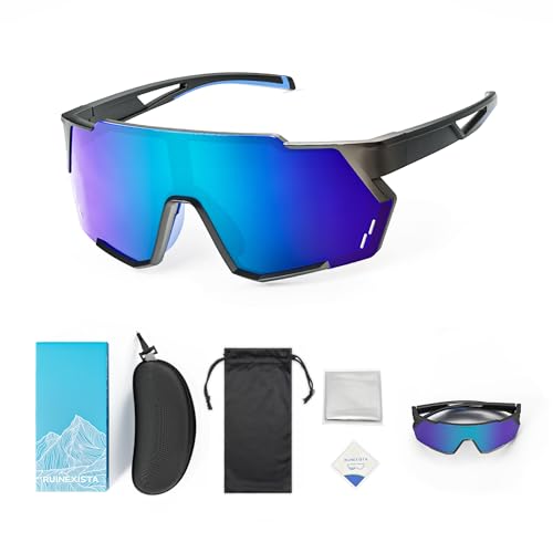RUINEXISTA Gafas de sol deportivas, gafas de sol para bicicleta, gafas de sol para exteriores para mujeres y hombres, protección UV400, resistente al viento y a la arena, a prueba de golpes, color