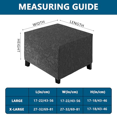 ele ELEOPTION Stretch Ottoman Covers, Square Footstool Cover, Velvet Jacquard Removable Washable Stretch Pouffe Cover Anti-Slip Dust-proof Ottoman Slipcover, Large (43-56cm), Dark Gray - Cosy Home Interiors ele ELEOPTION Stretch Ottoman Covers, Square Footstool Cover, Velvet Jacquard Removable Washable Stretch Pouffe Cover Anti-Slip Dust-proof Ottoman Slipcover, Large (43-56cm), Dark Gray - Image 3