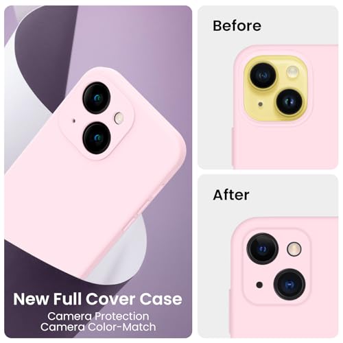 Image of FireNova Designed for iPhone 14 Case, Silicone Upgraded [Camera Protection] Phone Case, Soft Anti-Scratch Microfiber Lining Inside, 6.1 inch, Chalk Pink