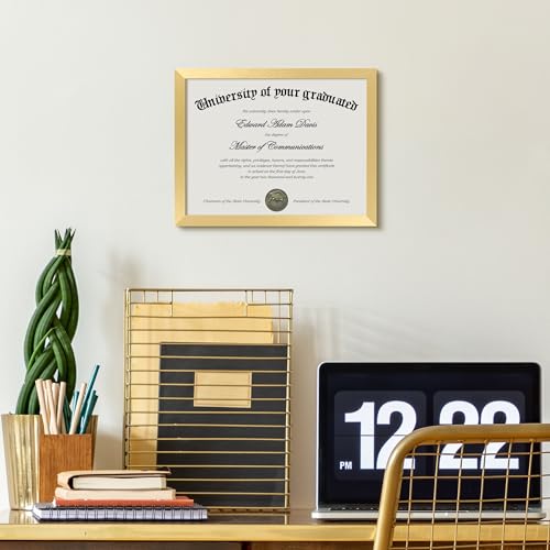 Image of upsimples Certificate Frame, 8.5 by 11 Diploma Frames, 1 Pack, Gold | Clear Plexiglass, 8.5x11 Document Degree Frames for Gallery Wall and Tabletop, Graduation Gift