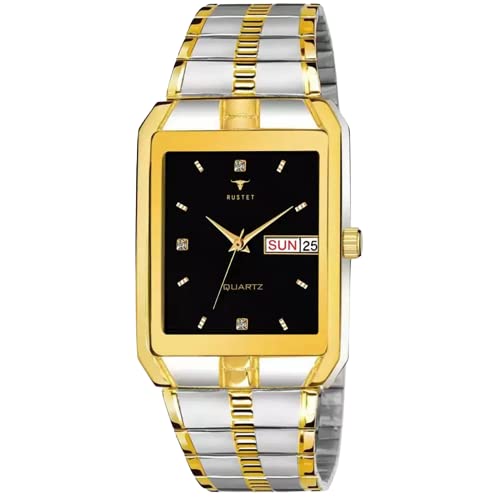 RUSTET Stylish Designer Square Dial Day and Date Waterproof IGP-TT Analog Watch for Boys & Mens (Black) (B0C3V8VDTG) Amazon Price History, Amazon Price Tracker