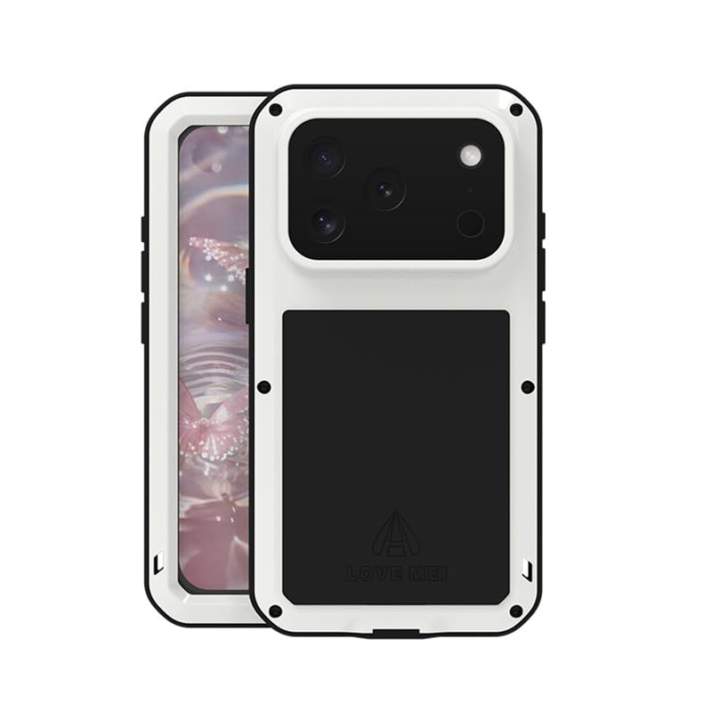 Coque Love Mei iPhone 17 Pro étanche antichoc intégrale aluminium 360 France blanc