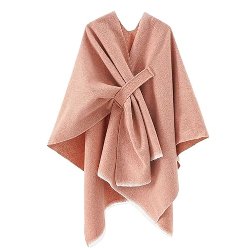 LOPZUQLY Chales de Mujer, Poncho Tipo Chal para Mujer, Bufanda Abierta al Frente, Manta, Capa de Punto cómoda (Pink)