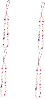 Uonlytech 4Pcs Pentagrama Corrente De Telefone Móvel Smartphon Telefone Frisado Corrente Adorno Frisado Cordão De Telefone Celular Cordão De Celular Anti Corrente De Telefone Branco