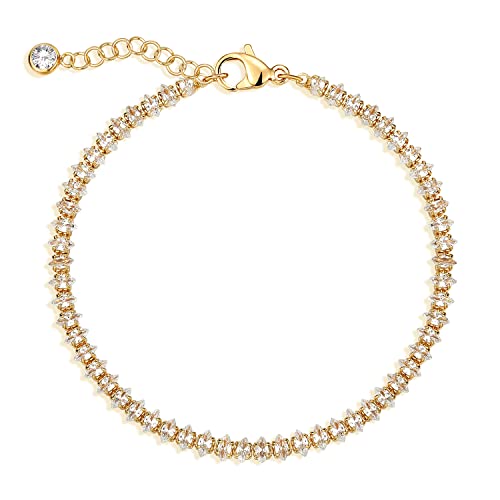 Image of MEVECCO Bracelet for Women 14K Gold Plated Dainty Chain Simple Jewelry Cute Handmade Minimalist for Her