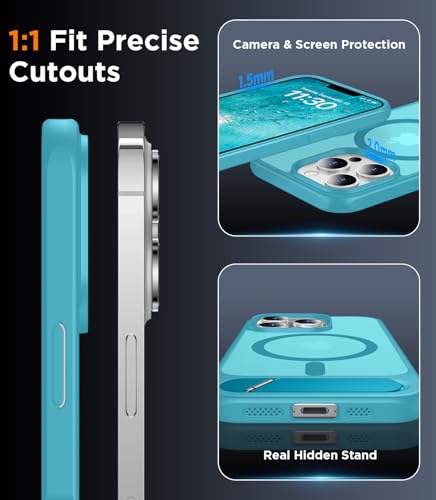 Image of Magnetic Compatible with iPhone 13 Pro Max Case, [Built-in Invisible Kickstand][Compatible with MagSafe] [Military Grade Shockproof] Slim Translucent Matte Phone Case for iPhone 13 Pro Max 6.7 inch