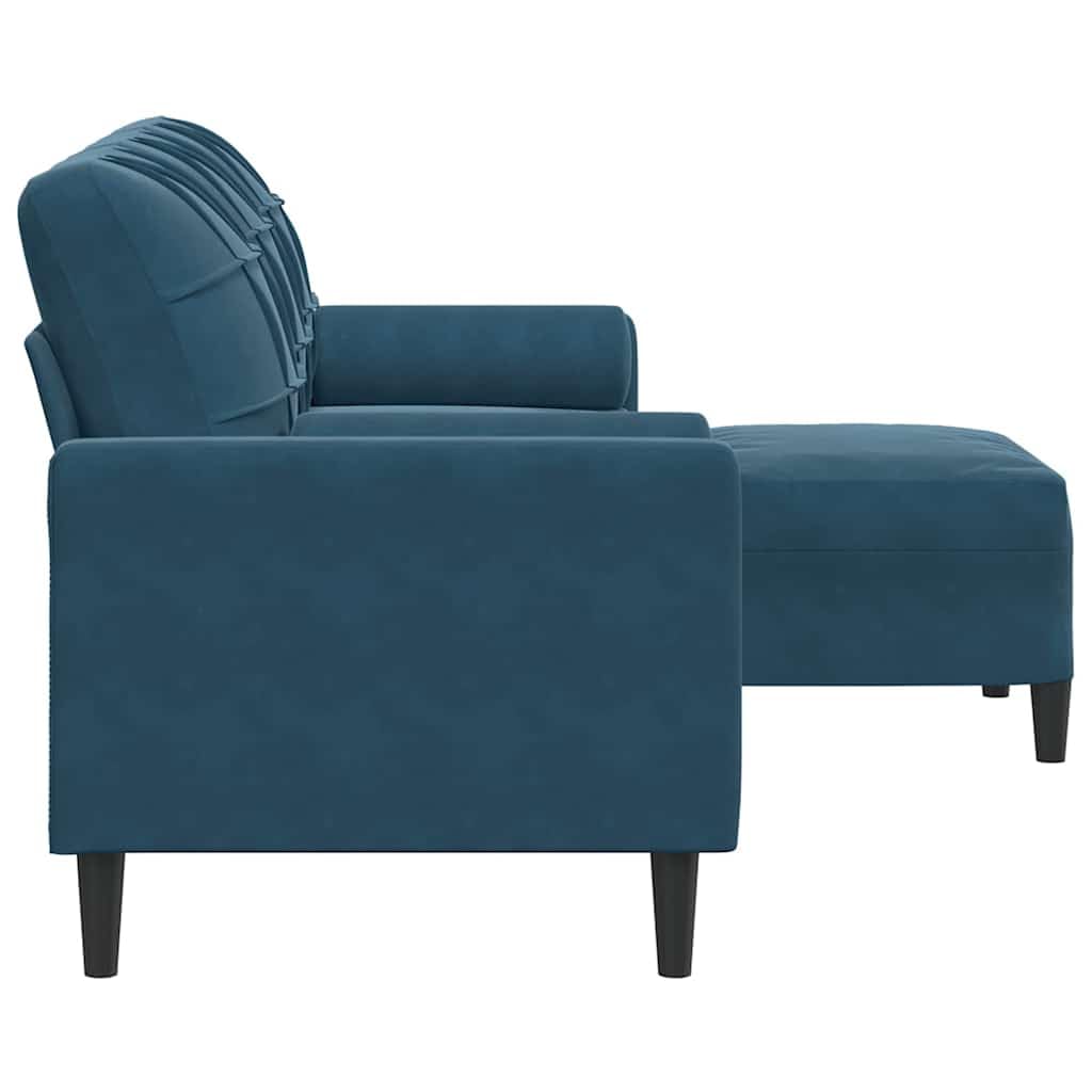 vidaXL Divano a 3 Posti con Poggiapiedi Blu 180 cm in Velluto, Divano 3 posti con poggiapiedi, sofà, Poltrona, Divano, divanetto, Divano Lounge