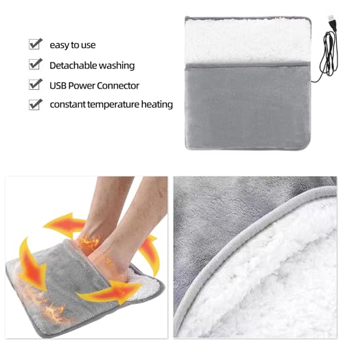 Foot Warmer Electric Heated Foot Warmer - Extra Large Foot Heating Pad for Bed, Office, Under Desk,- 3 Temperature Settings, Auto Shut Off, Machine Washable - Flannel Grey Medical King - Image 6