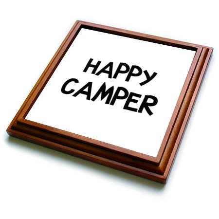 3dRose Happy Camper Trivet with Tile, 8 by 8