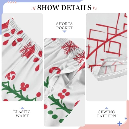 Boys' Pants Leaves Stripe Christmas Green Red Long Bottoms Jogger Pants Elastic Waist Trousers with Pockets S-XL4