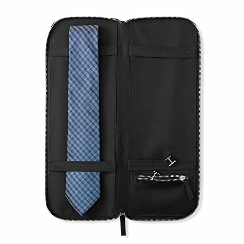 GiftsForYouNow Personalized Tie Case for Men, Engraved Initial, Plaid Design with Vegan Leather Accents2