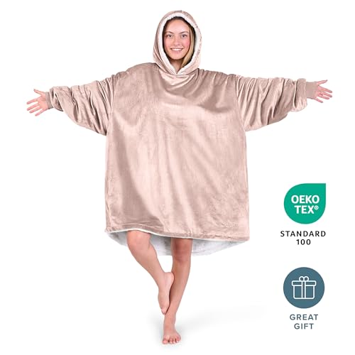 Image of Bare Home Wearable Blanket Hoodie - Soft Plush Sherpa - Warm and Cozy - Oversized Wearable Blanket