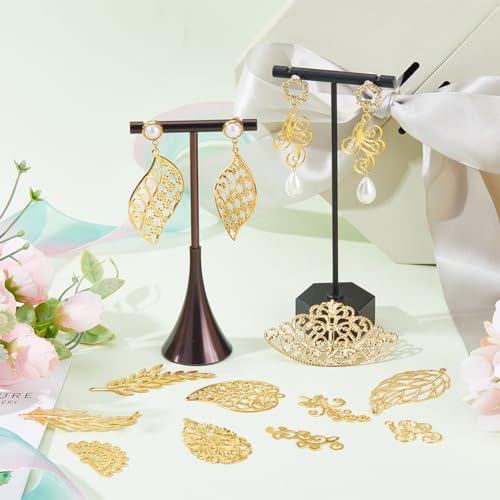 SUNNYCLUE 1 Box 88Pcs Gold Filigree Charms Filigree Leaf Charm Filigree Metal Charms Hollow Leaves Charms Filigree Connector Charms Filigree Connectors for jewellery Making Charms DIY Earring Bracelet - Image 4