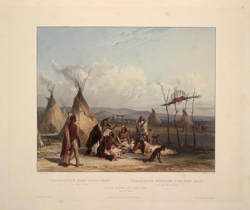 Échafaudage funéraire d'un chef Sioux poster Karl Bodmer 60x90cm pour habiller un mur vide
