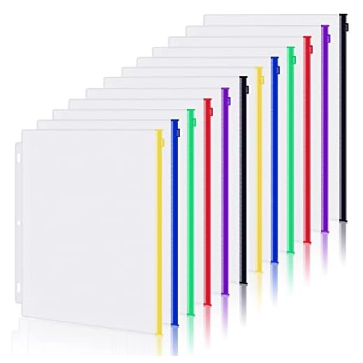 Antner 12 Pack Binder Pockets Letter Size 3 Holes 11.4" x 9.8" Zipper Binder Pouch Folders for 3 Ring Binder, 6 Colour PVC Waterproof Loose Leaf Bags